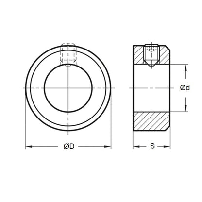 Collier d'arbre 25,4 x 41,28 x 15,9 mm - Vis de serrage monobloc en nylon - Alésage rond - MBA (Pack de 1)