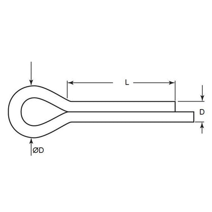 Split Pin    1 x 20 mm  - Cotter Plain - 0.9 mm Pin Dia. - MBA  (Pack of 19)