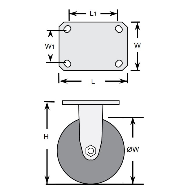 Plate Castor   50 mm  - Utility Fixed Nylon - MBA  (Pack of 2)