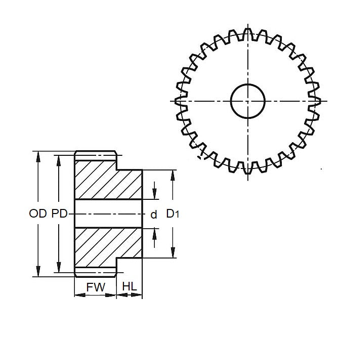 Spur Gear   72 Tooth x 29.4mm Dia. x 5mm Wide with 6.35mm Bore  - 24DP 20 Degree 303 Stainless Steel - 72 Teeth - MBA  (Pack of 1)
