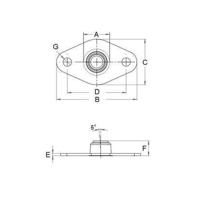 Boîtiers 19,05 mm - Montage sur bride Bronze imprégné de PTFE auto-alignant - MBA (Pack de 2)