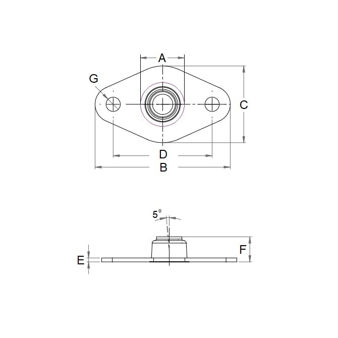 Boîtiers 7,938 mm - Montage sur bride Bronze imprégné de PTFE auto-alignant - Basse température - MBA (Pack de 4)