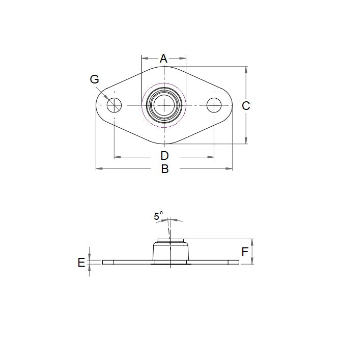 Boîtiers 9,525 mm - Montage sur bride Bronze fritté auto-alignant SAE840 - MBA (Pack de 4)