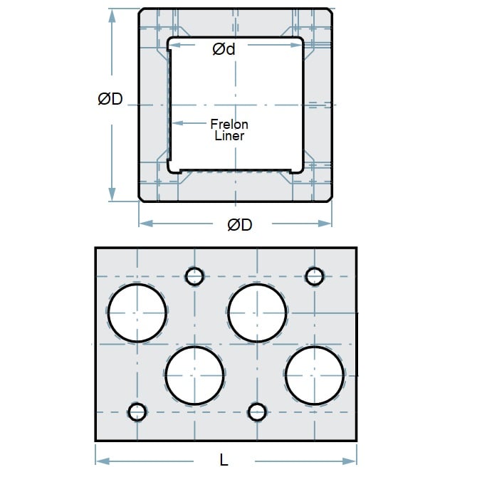 Linear Housing   25.4 x 44.45 x 57.15 mm  - Square - Two Sided - MBA  (Pack of 1)