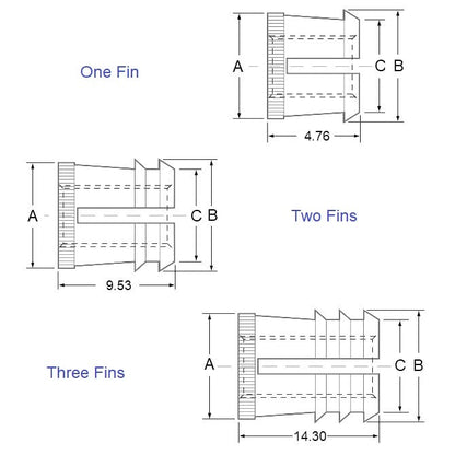 Inserto conico 8-32 UNC x 9,53 mm di lunghezza - Per legno e plastica filettati - MBA (confezione da 5)