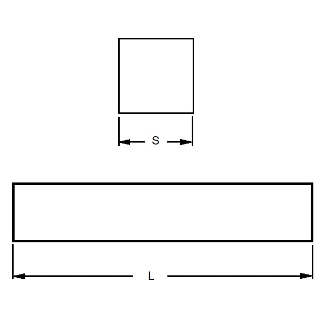 Chiave in acciaio quadrata Lunghezza 6,35 x 6,35 x 300 mm - Lunghezza stock Ottone - Quadrata - ExactKey (confezione da 1)