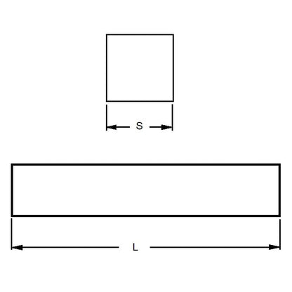Square Keysteel Length    4.763 x 4.763 x 914 mm  - Stock Length Stainless 300 Grade - Square - Undersized - Standard - ExactKey  (Pack of 1)