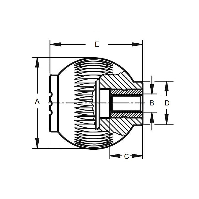 Pomello sferico 5/16-18 UNC x 32 mm - Novo-Grip in acciaio inossidabile Inserto in gomma e acciaio inossidabile - Femmina - MBA (confezione da 10)