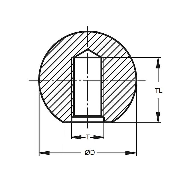 Pomello sferico 1-2-20 UNF x 41,28 mm - Fenolico filettato - Nero - Femmina - MBA (confezione da 1)