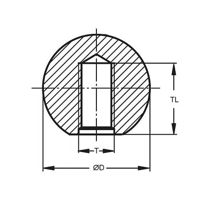 Bouton Boule M10 x 40 mm - Fileté Avec Insert Plastique Moulé Thermoplastique - Femelle - MBA (Pack de 1)