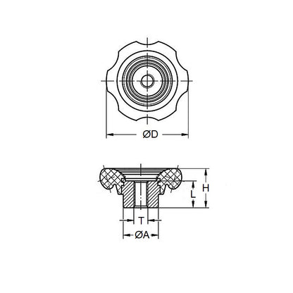 Manopola per valvola e volantino 6,5 foro quadrato x 50 mm - Valvola in plastica - Foro quadrato - MBA (confezione da 1)