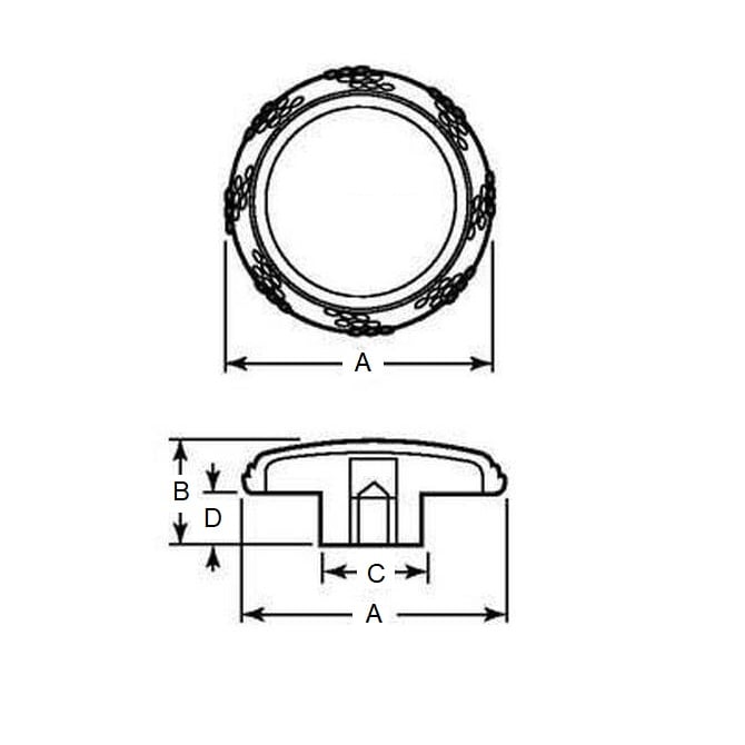 Manopola zigrinata 5/16-18 UNC x 39,88 - Inserto in ottone termoplastico soft-touch - Femmina - MBA (confezione da 1)