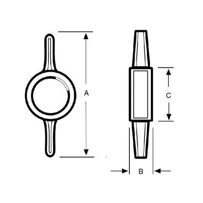 Thumb Knob    1/4  x 31.75 mm  - for Cap Screw Use Own Screw Plastic - Yellow - Press On Cap Screw - Tee  - MBA  (Pack of 75)