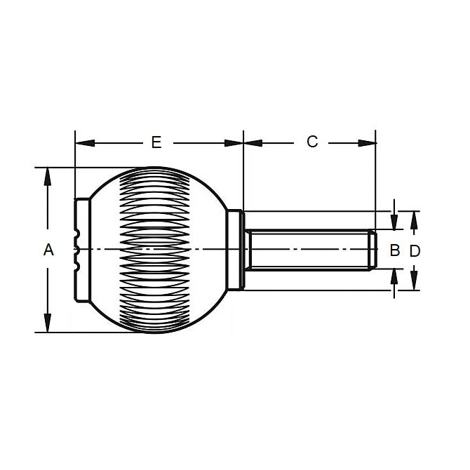 Pomello a sfera 1/2-13 UNC x 50 mm - Novo-Grip Inserto in acciaio inossidabile Gomma con inserto inossidabile - Maschio - MBA (confezione da 10)