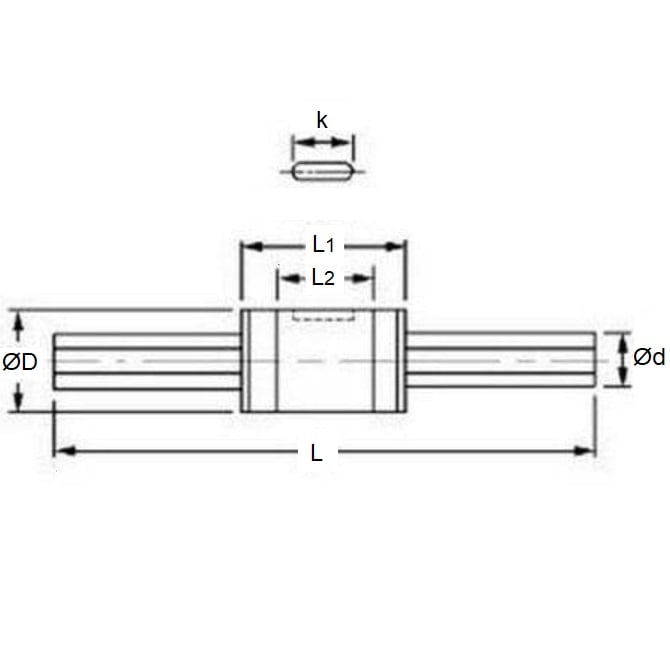 Arbre cannelure à bille linéaire 2 x 50 x 1,2 mm - pour cannelure à bille linéaire pour cannelure à bille linéaire - MBA (5 pièces)