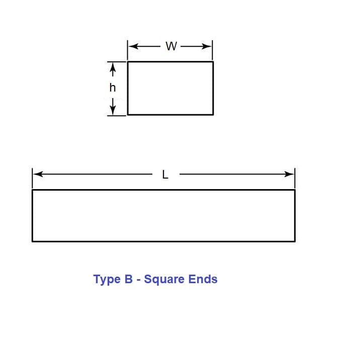 Clé de machine 2,38 x 2,38 x 9,53 mm - Extrémités carrées en acier au carbone C45 - Standard - ExactKey (Pack de 100)