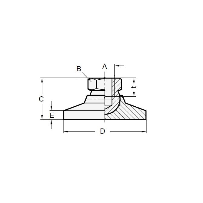 Levelling Mount    1/2-13 UNC x 47.6 x 11.2 - 1700kg  - Socket Black Chromate - MBA  (Pack of 1)
