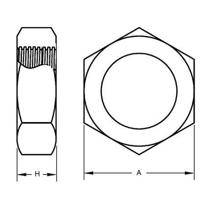 Hexagonal Nut 4-40 UNC Steel Zinc Plated - MBA  (Pack of 50)