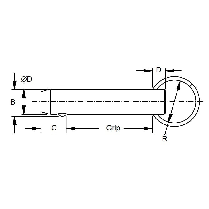 Ball Lock Pin    9.53 x 76.20 mm Stainless 316 Grade - Keyring Style - MBA  (Pack of 1)