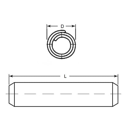 Goupille enroulée 1,59 x 7,94 mm en acier à haute teneur en carbone - ASME B18.8.2 / ISO 8748 - Heavy Duty - MBA (paquet de 50)