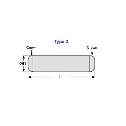Spina di centraggio 2 x 9 mm - Estremità arrotondata in acciaio inossidabile 316 - Variazione DIN 7 - NoCor (confezione da 10)