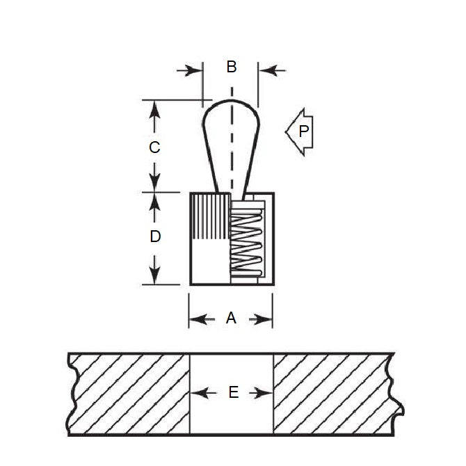Perno di posizionamento 15,88 x 10,01 x 15,88 mm - Molla in plastica sigillata - MBA (confezione da 1)