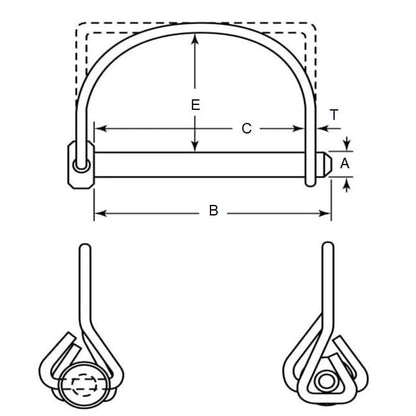 Wire Lock Lynch Pin 6,35 x 50,8 x 2,3 mm - Acier au carbone - Trapézoïdal Simple - MBA (Pack de 25)