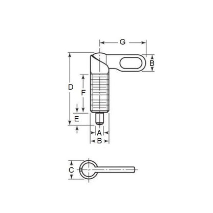 Piston d'indexation 3/8-24 UNF x 20 x 6 mm - Poignée sans écrou acier - Indexation - MBA (Pack de 1)