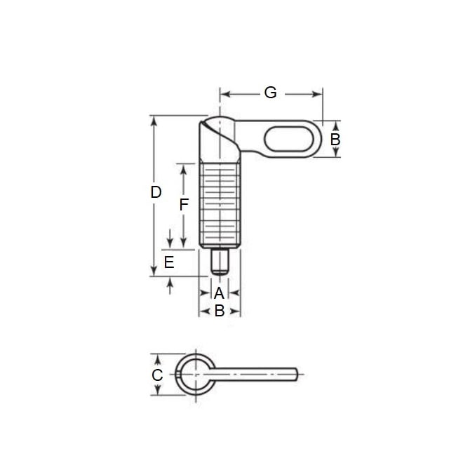 Piston d'indexation 3/8-24 UNF x 20 x 5 mm - Poignée sans écrou en acier - Indexation - MBA (1 pièce)