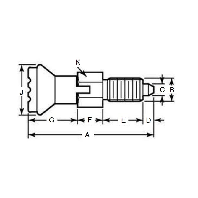 Piston d'indexation 3/8-16 UNC x 17 mm – Verrouillage avec bouton et frein filet en acier inoxydable de qualité 303 – Indexation – MBA (lot de 1)