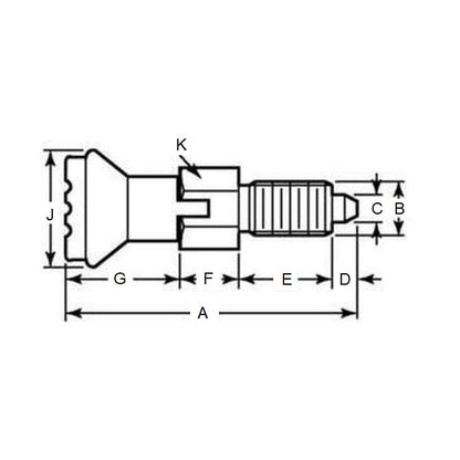 Piston d'indexation 3/8-16 UNC x 17 mm – Verrouillage avec bouton et frein filet en acier inoxydable de qualité 303 – Indexation – MBA (lot de 1)