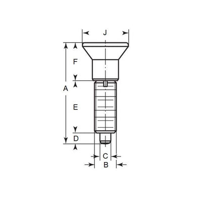 Piston d'indexation M10x1 fin x 43,5 mm - Bouton de traction sans collier Inox qualité 303 - Indexation - MBA (Pack de 1)
