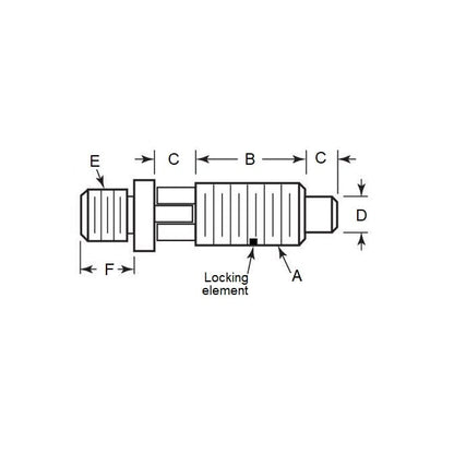 Piston à ressort 3/8-16 UNC x 19,1 mm - Adaptateur de verrouillage en acier inoxydable léger - Ressort - Fileté - MBA (Pack de 125)