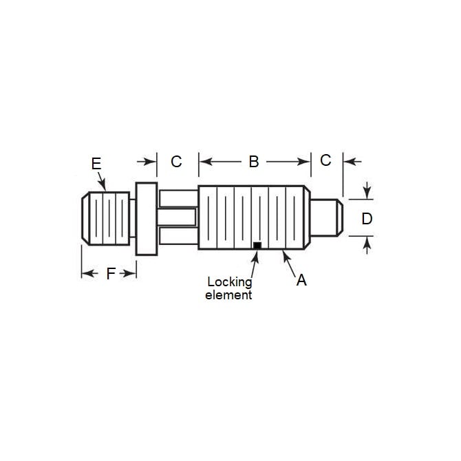 Poussoir à Ressort 10-32 UNF x 10,3 mm - Adaptateur Verrouillage Inox - Ressort - Fileté - MBA (Pack de 1)