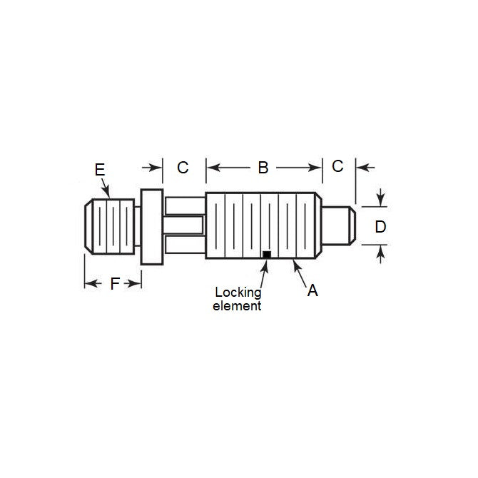 Piston à Ressort 1/2-13 UNC x 22,2 mm - Adaptateur Verrouillage Inox - Ressort - Fileté - MBA (Pack de 1)