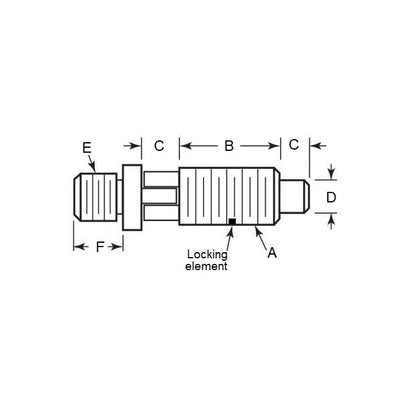 Piston à Ressort 1/2-13 UNC x 22,2 mm - Adaptateur Verrouillage Inox - Ressort - Fileté - MBA (Pack de 1)