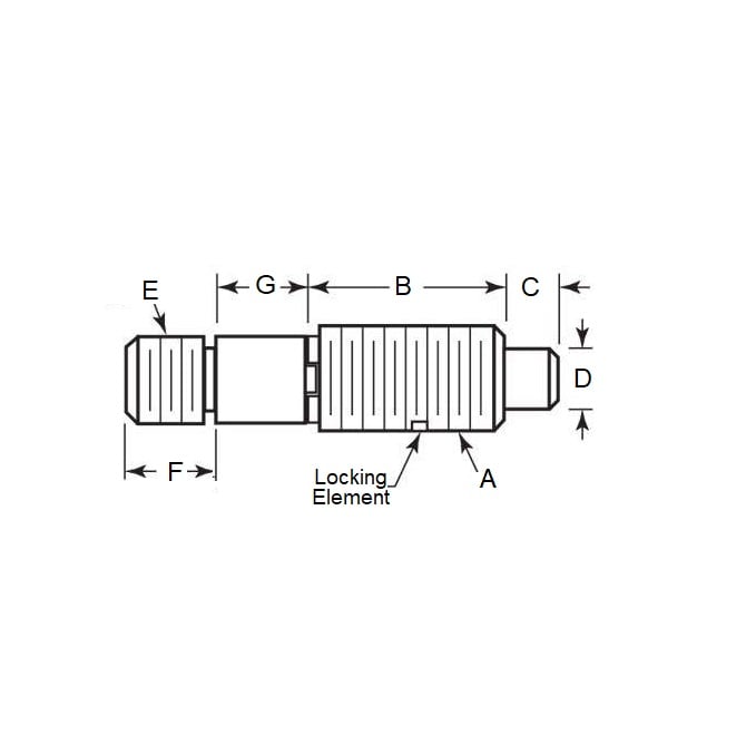 Spring Plunger    M8 x 15.8 mm  - Adaptor Light Duty Steel - Spring - Threaded - MBA  (Pack of 125)