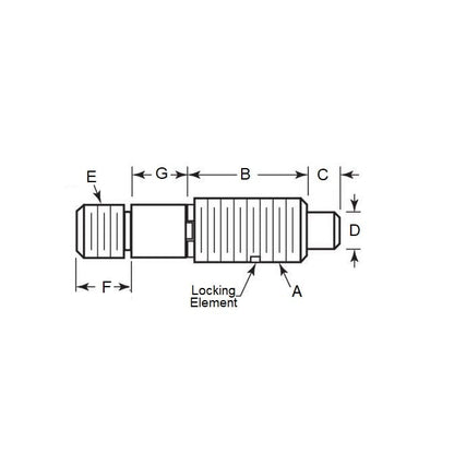 Spring Plunger    M12 x 22.2 mm  - Adaptor Light Duty Steel - Spring - Threaded - MBA  (Pack of 125)