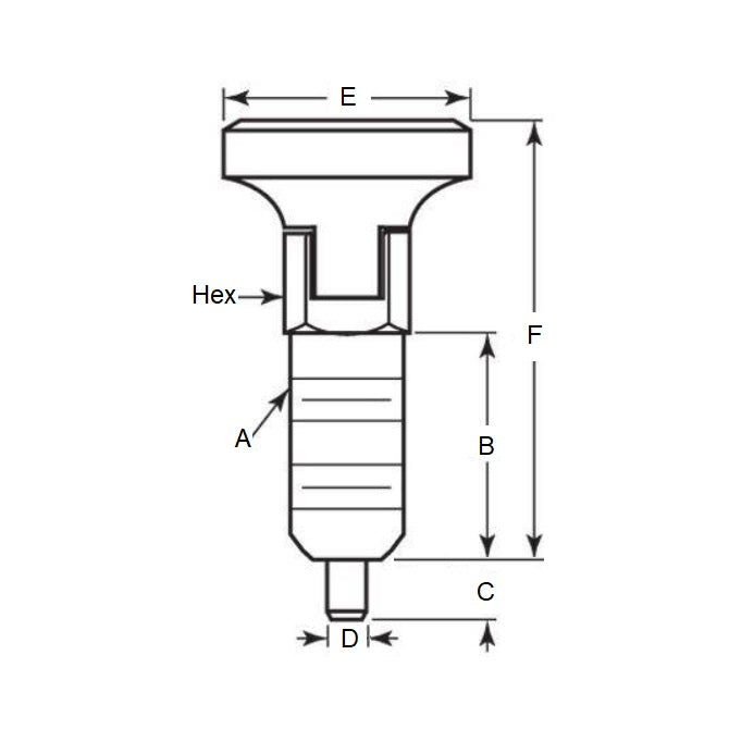 Piston à ressort 1/2-13 UNC x 25,4 mm – Type de verrouillage avec filetage en acier – Ressort – Fileté – MBA (lot de 1)