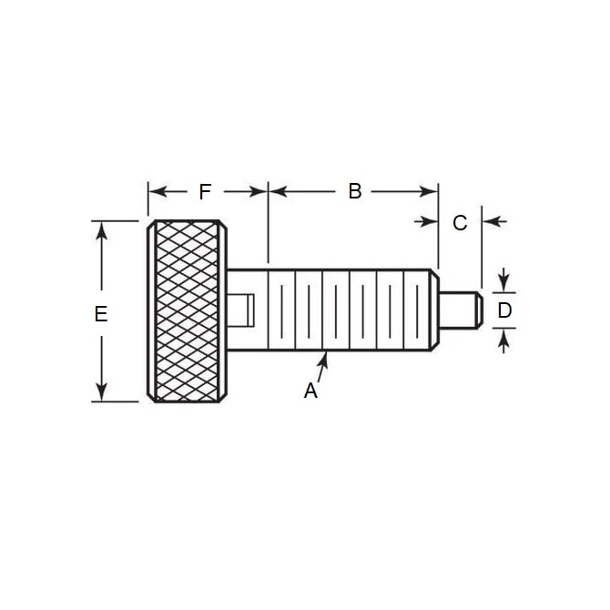 Piston à ressort 3/8-16 UNC x 19,1 mm - Poignée moletée verrouillable en acier inoxydable - Ressort - Fileté - MBA (Pack de 1)