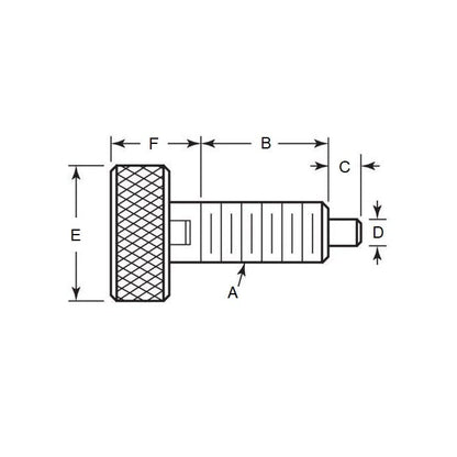 Piston à ressort 3/8-16 UNC x 19,1 mm - Poignée moletée Verrouillage avec blocage fileté Inox - Ressort - Fileté - MBA (Pack de 1)