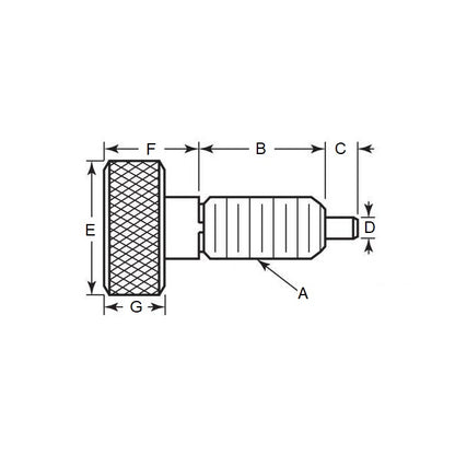 Piston à ressort 5/16-18 UNC x 15,9 mm - Poignée moletée avec blocage de filetage Inox - Ressort - Fileté - MBA (Pack de 1)