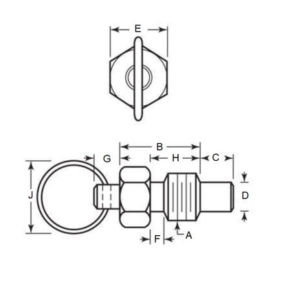 Piston à Ressort 3/8-16 UNC x 16 mm - Poignée Anneau Inox - Ressort - Fileté - MBA (Pack de 1)