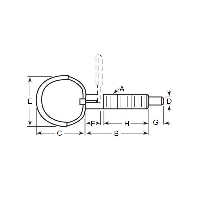 Piston à ressort 1/4-20 UNC x 29 mm - Poignée annulaire en acier de verrouillage - Ressort - Fileté - MBA (Pack de 1)
