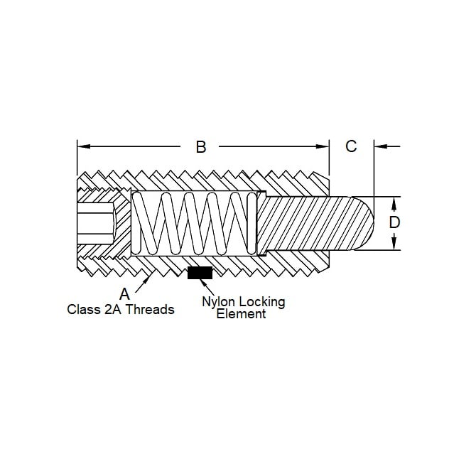 Stantuffo a molla 8-32 UNC x 15,9 mm - Corpo in acciaio resistente con plastica - Molla - Filettato - MBA (confezione da 1)