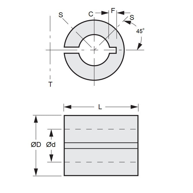 Réducteur d'alésage 6,35 x 6 x 9 mm - Laiton - MBA (Pack de 5)