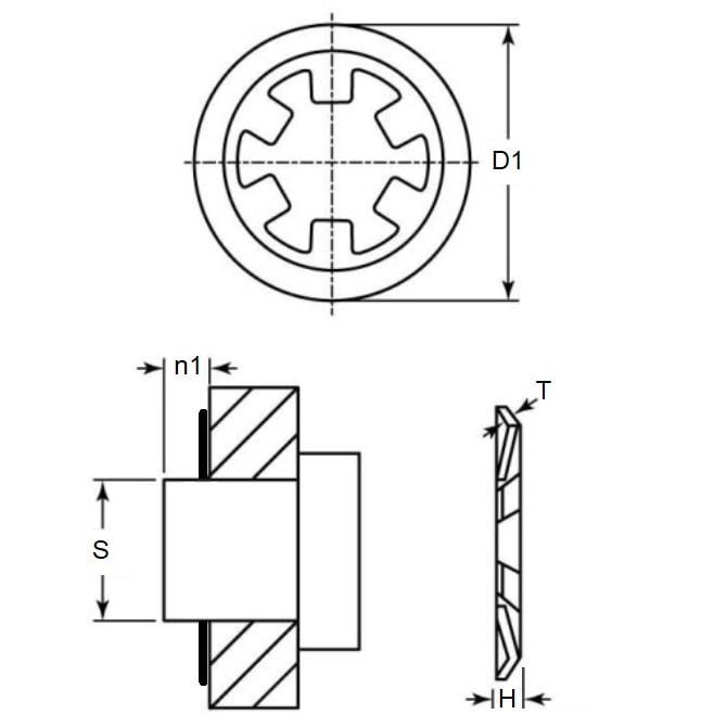 Anello di Ritegno a Spinta 8,12 x 0,4 mm - Acciaio al Carbonio a Spinta - MBA (Confezione da 10)