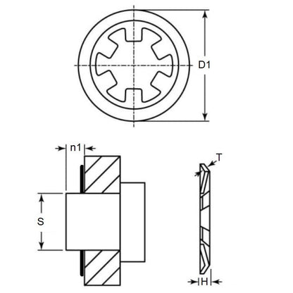 Anello di Ritegno a Spinta 7,93 x 15 mm - Acciaio al Carbonio Zincato a Spinta - MBA (Confezione da 100)