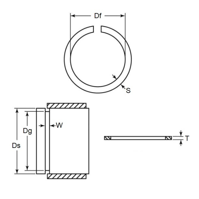 Anello elastico 5 x 0,4 mm - Grado esterno in acciaio inossidabile 301 - Sezione rettangolare con bordo quadrato - Albero 5,00 - MBA (confezione da 1)