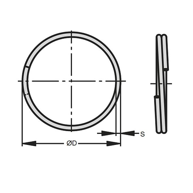 Anello diviso 2,3 x 29,5 x 34 mm - Acciaio per molle zincato - MBA (confezione da 1)